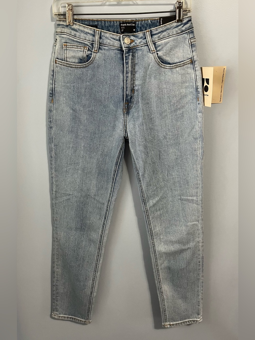 NWT Frank & Oak Stevie Light Blue High-Rise Tapered Fit Jeans Size 27